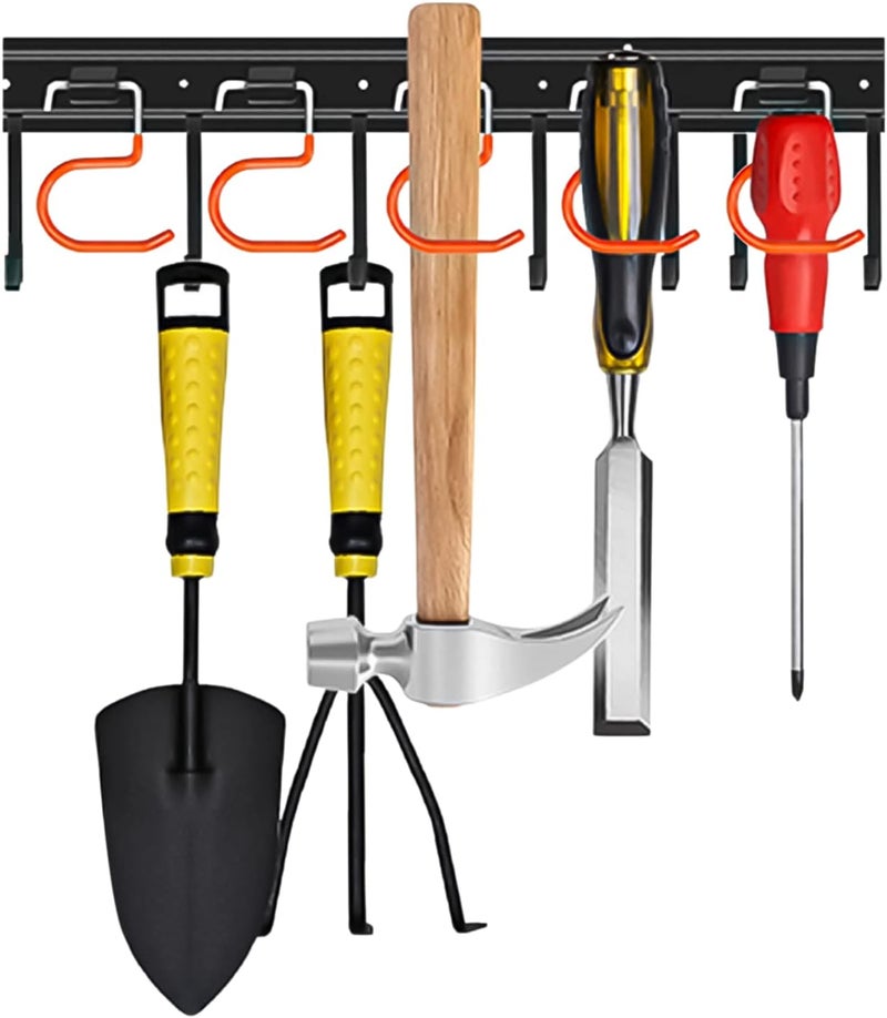 TVKB 17'' All Metal Garden Tool Organizer Adjustable Garage Tool Organizer Wall Mount Garage Organizers and Storage with Heavy Duty Hooks Tool Hangers for Garage Wall, Shed, Garden - Image 1